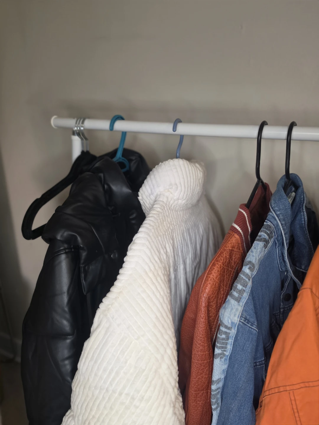 Black Faux Leather Puffer Jacket with Hood - photo 5