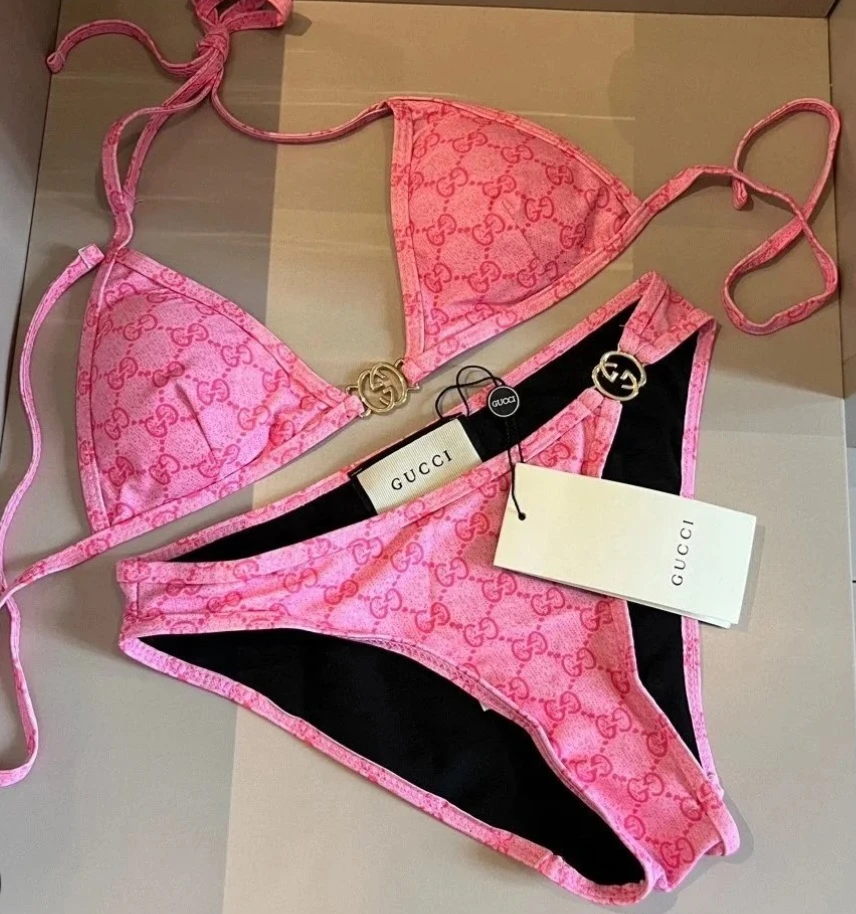 Gucci Pink GG Monogram Bikini Swimsuit Size M - photo 2