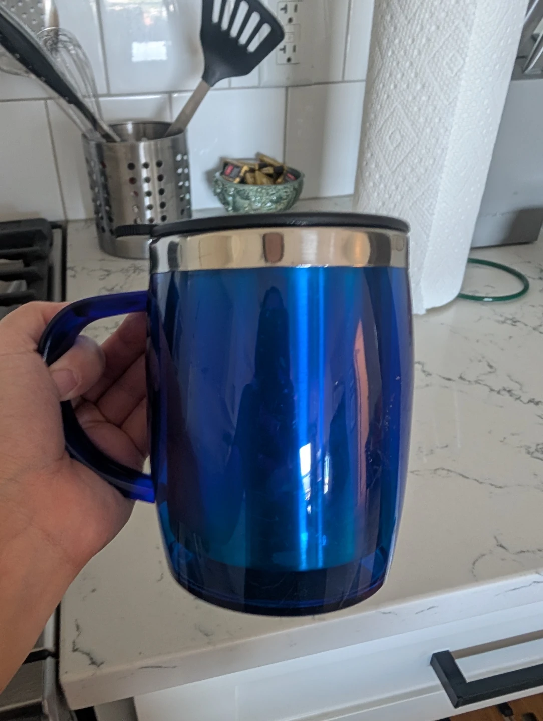 Blue Stainless Steel Travel Mug