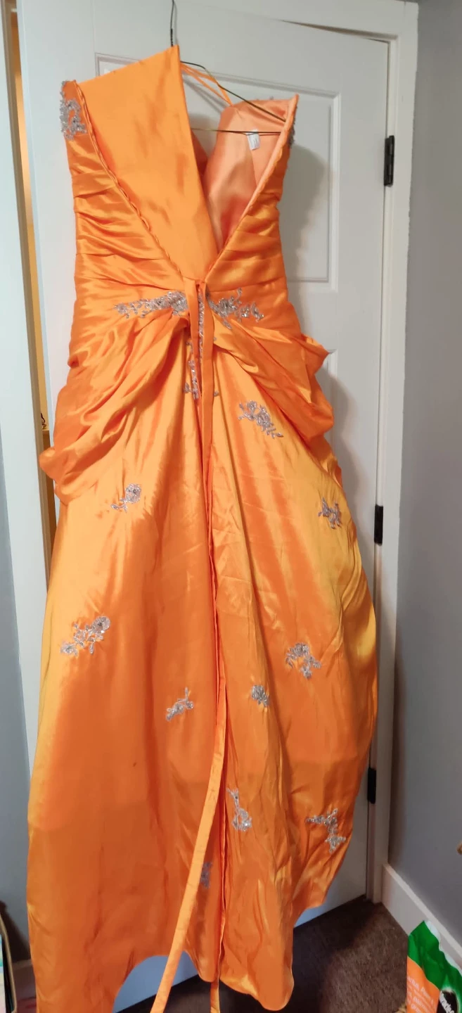 Orange Strapless Embellished Gown - photo 3