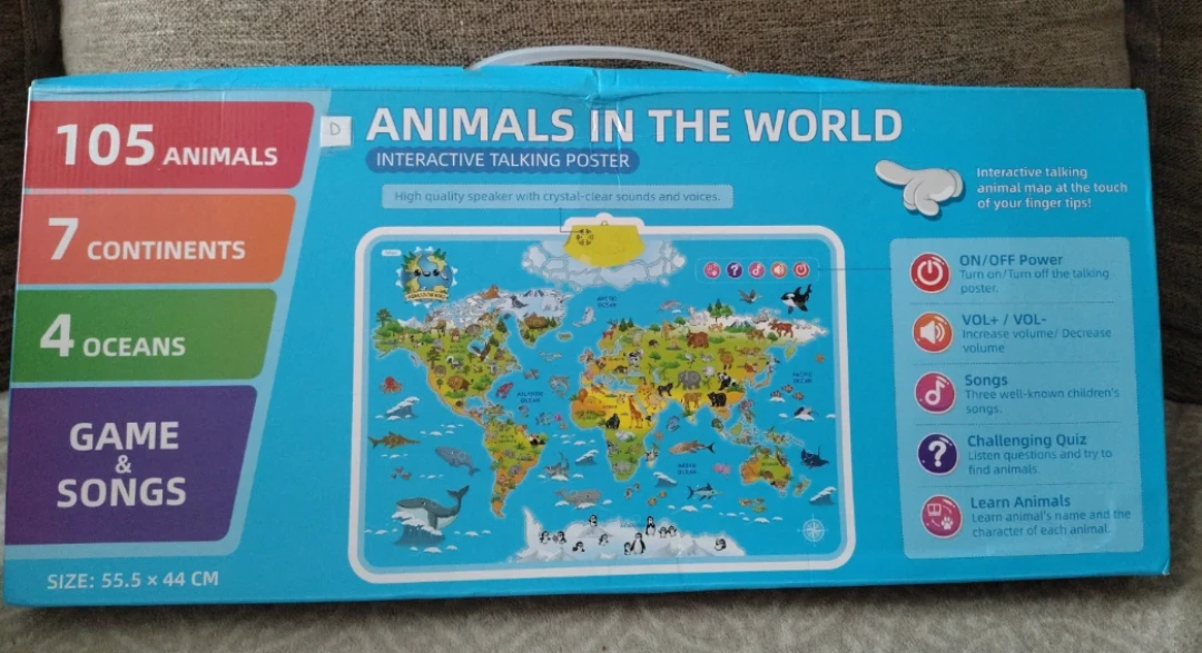Interactive Talking Map Animal World Poster