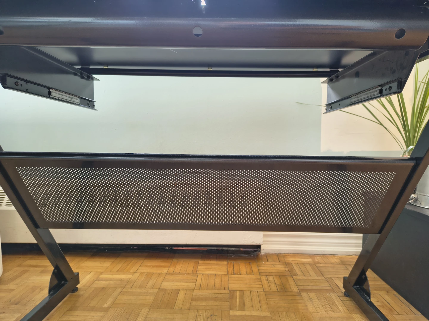 Black L-Shaped Glass Desk with Monitor Shelf - photo 2