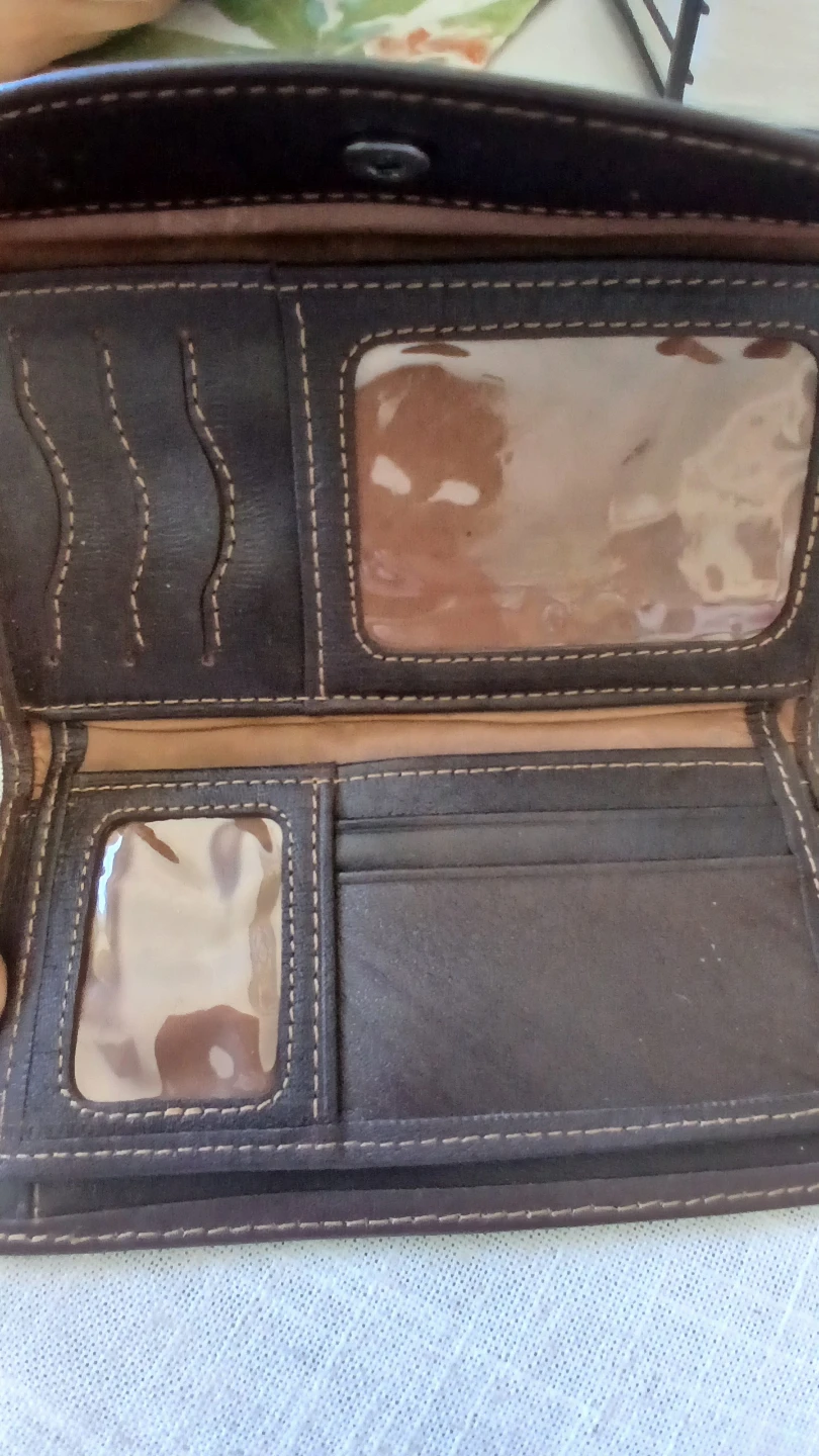 Brown Leather Wallet with Woven Detail - photo 3