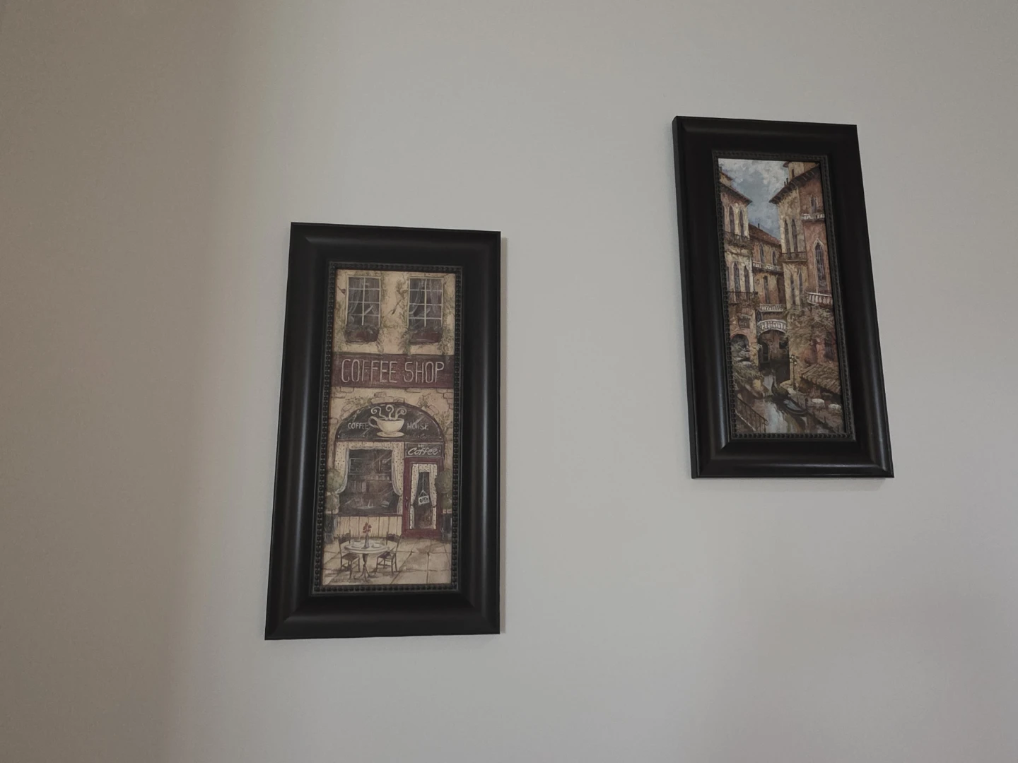 Framed "Coffee Shop" & "Venetian Canal" Wall Art Set