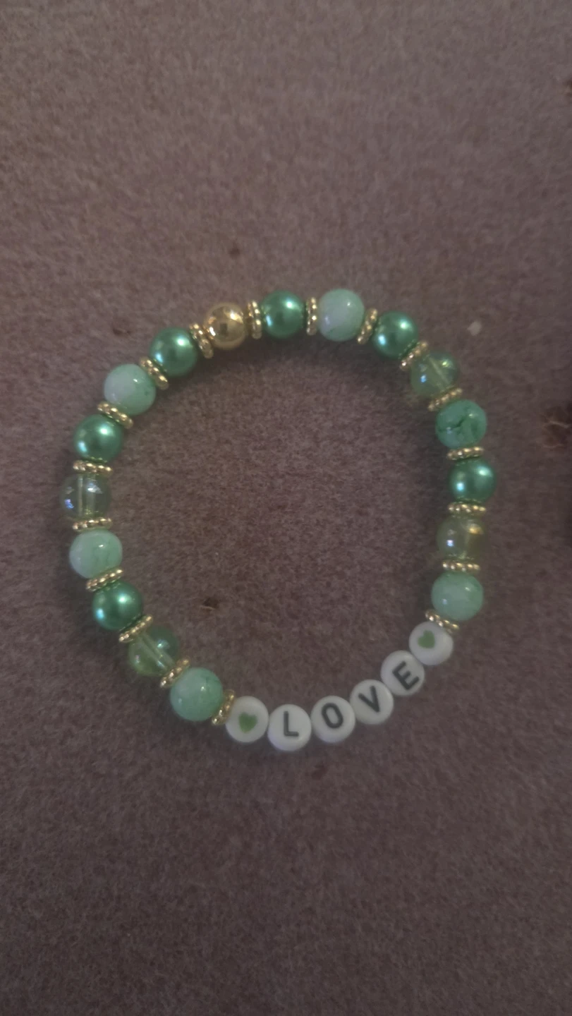 Green Beaded "LOVE" Bracelet