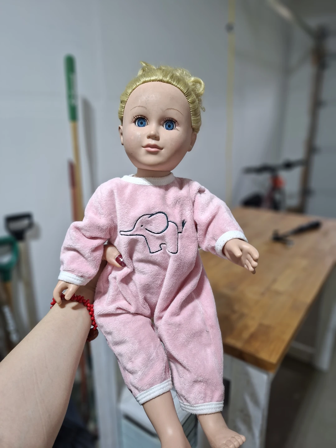 Baby Doll in Pink Elephant Pajamas