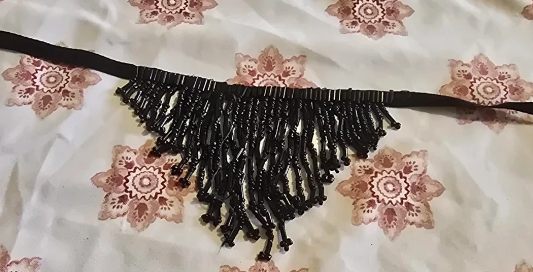 Black Beaded Fringe Necklace - photo 2