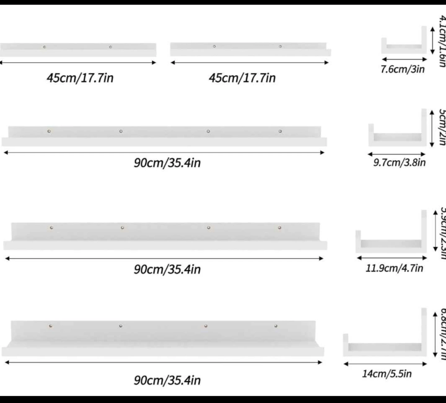 Lyeasw Set of 5 Wall Mounted Floating Shelves - photo 2