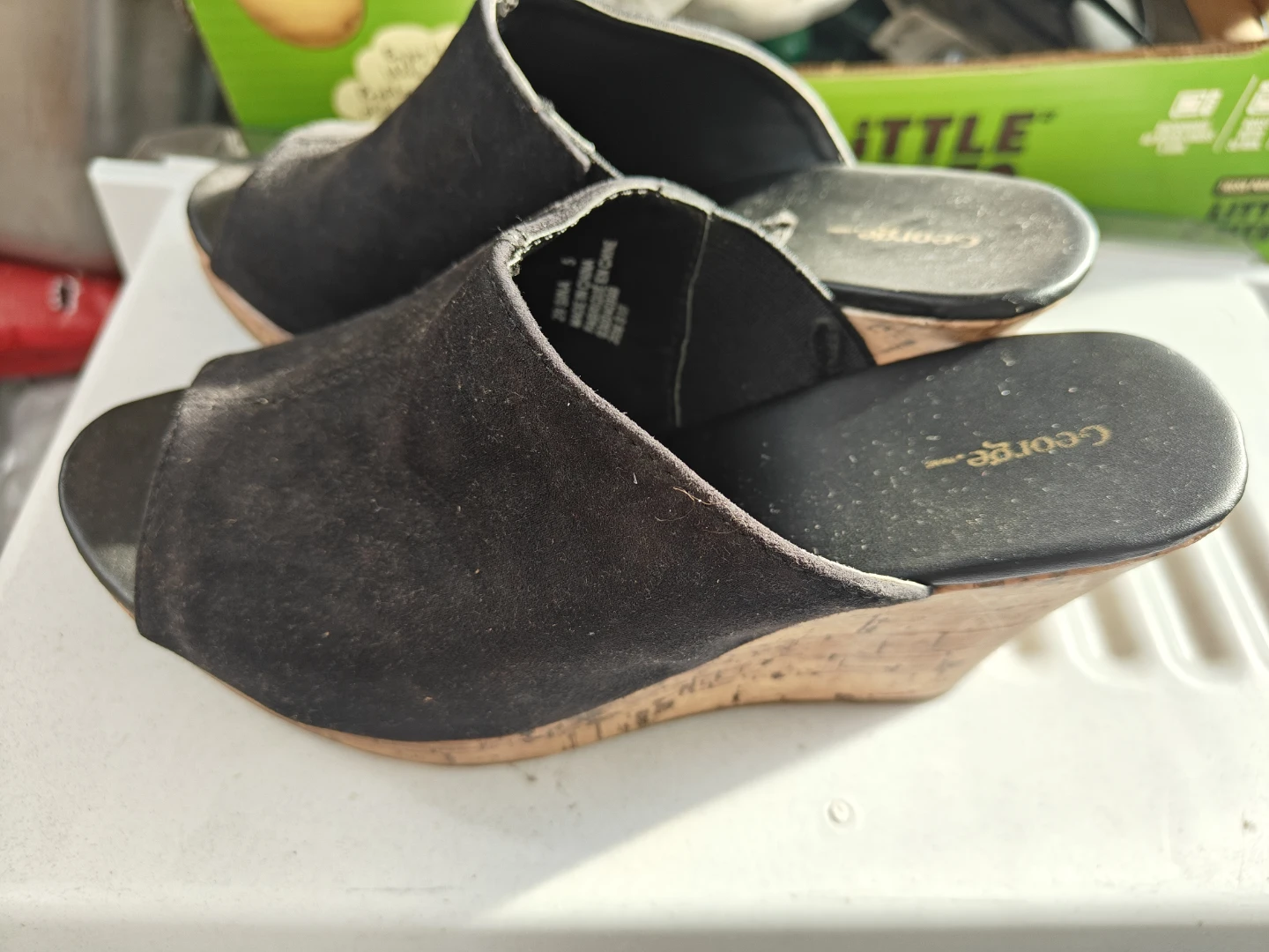 George Women's Black Wedge Mules Size 5