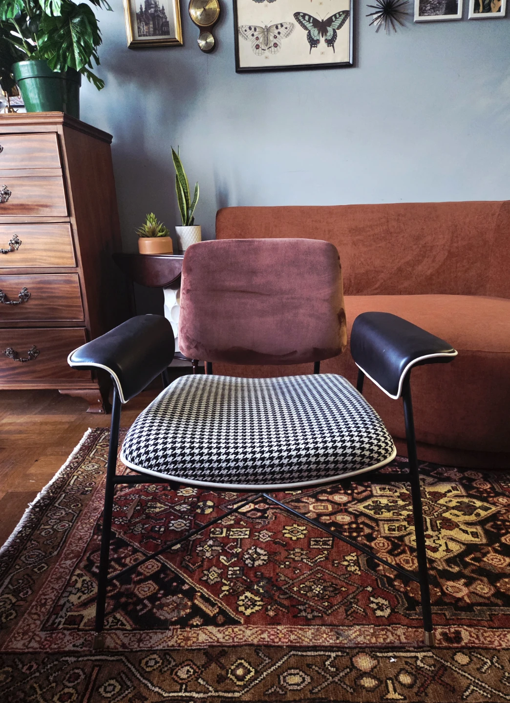 MCM Bauhaus Inspired Houndstooth Pattern Accent Armchair - photo 2