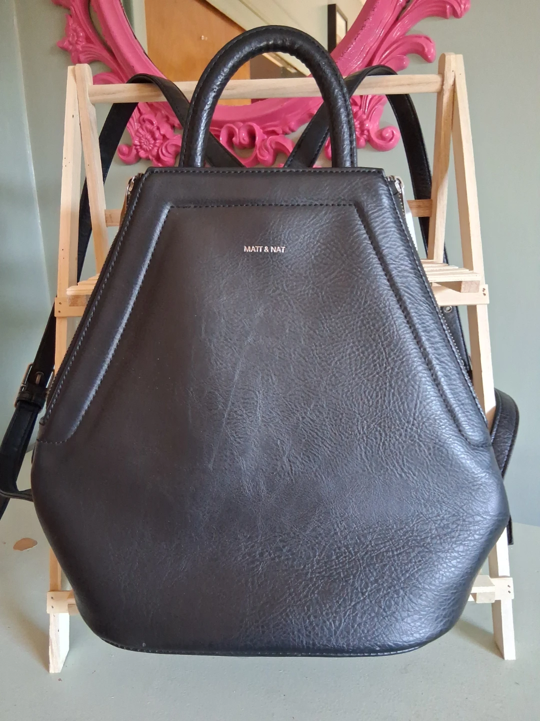 MATT & NAT Black Vegan Leather Backpack