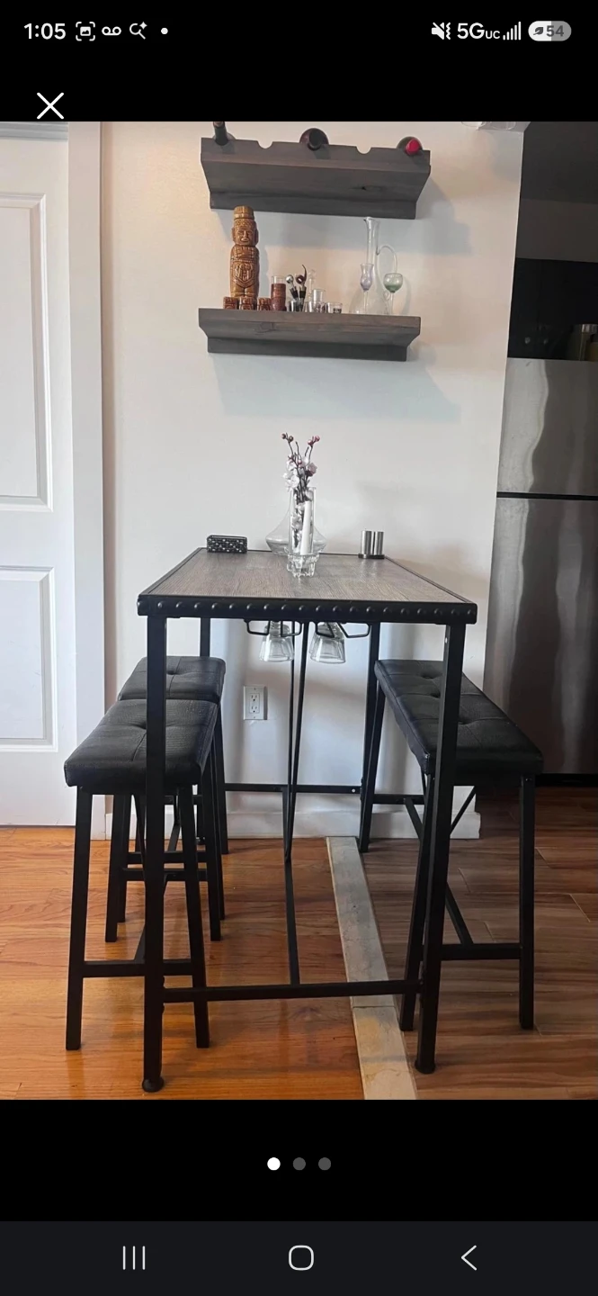 Industrial Style Bar Table Set with 2 Stools