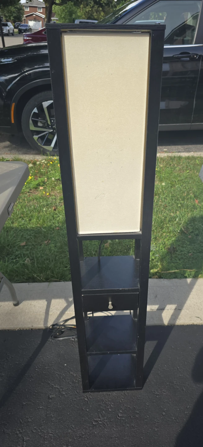 Black Floor Lamp with Shelves and Drawer - photo 2