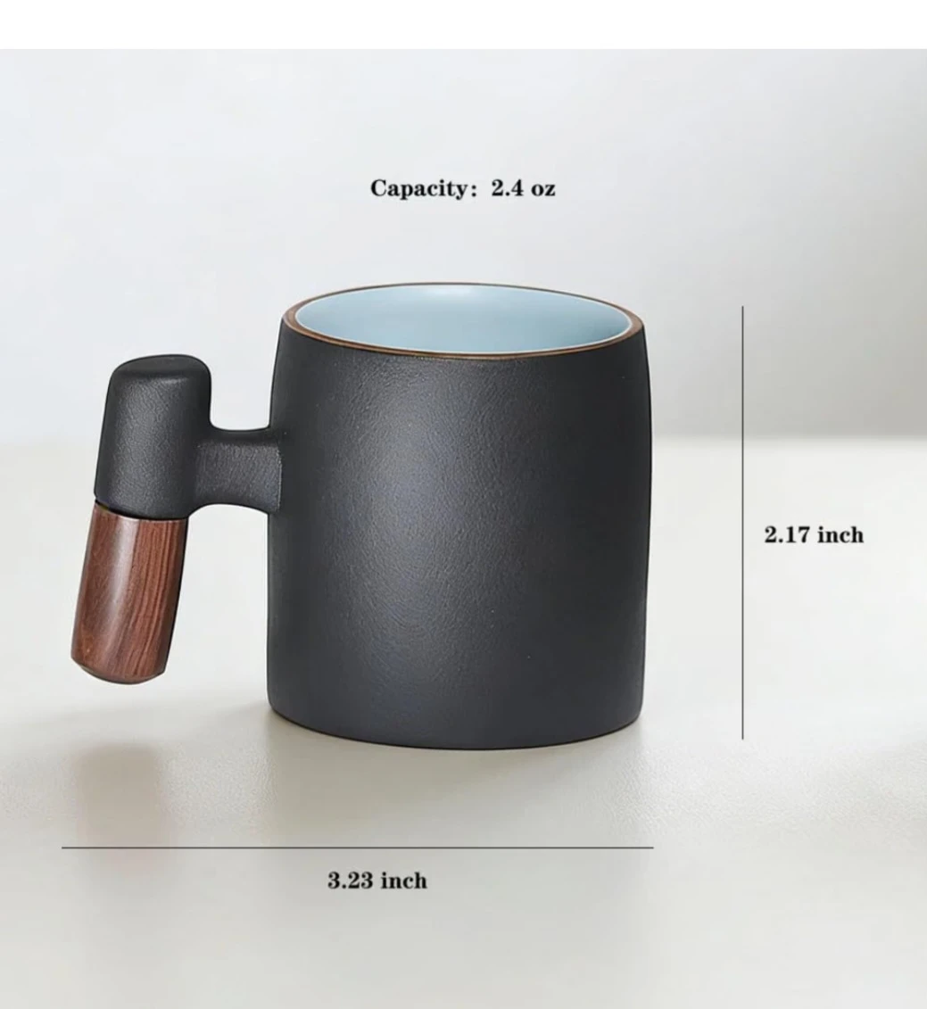 Black Ceramic Mug with Wooden Handle - photo 2