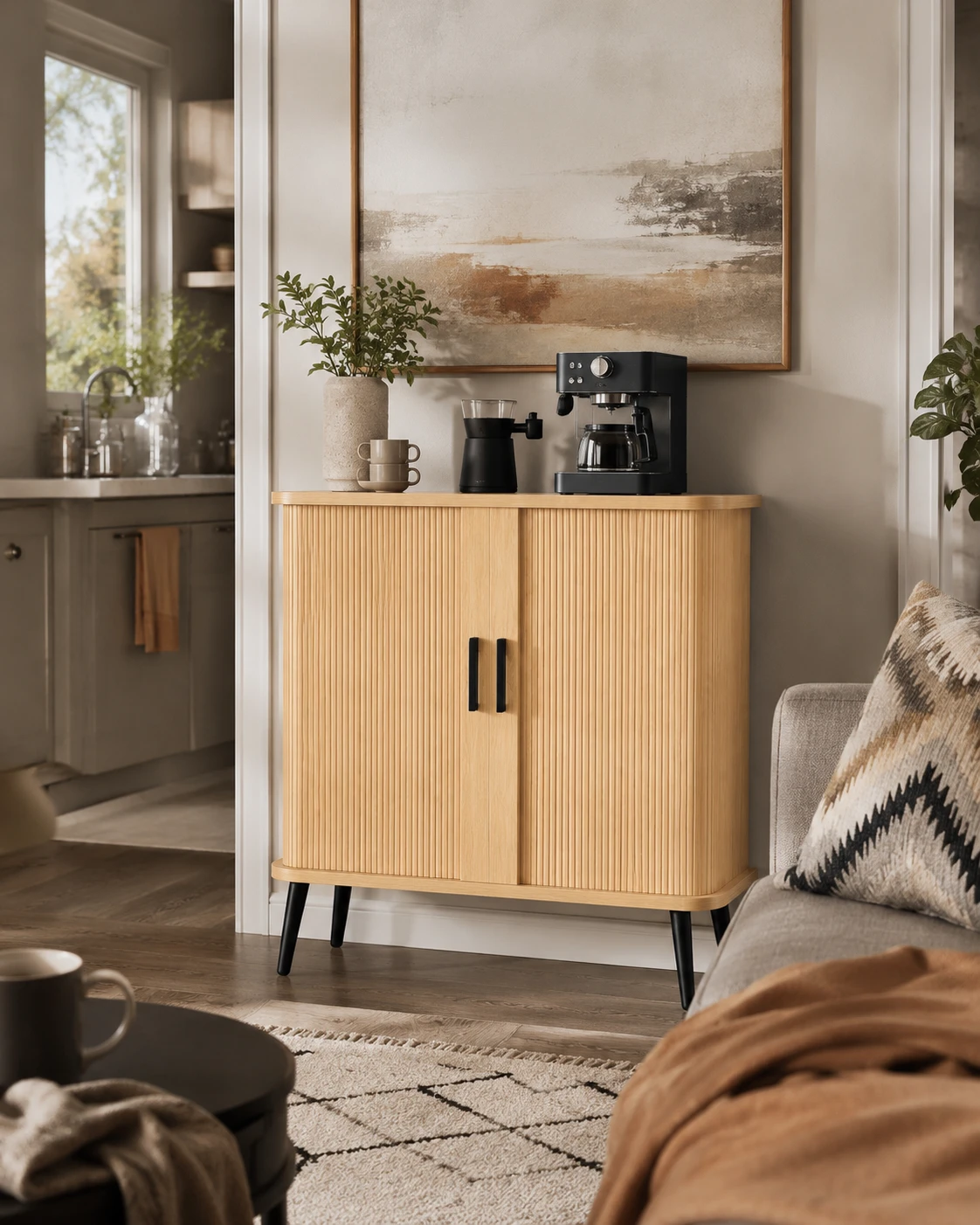Brand new Modern Bamboo Cabinet with Sliding Doors