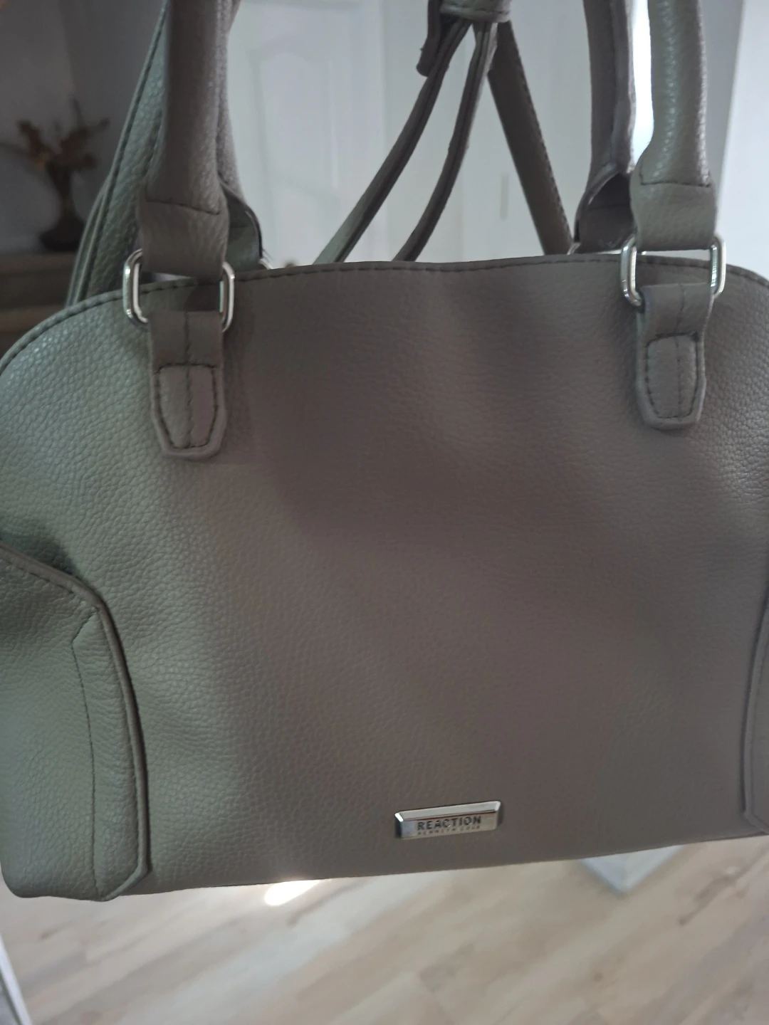 Reaction Kenneth Cole Taupe Faux Leather Satchel Handbag