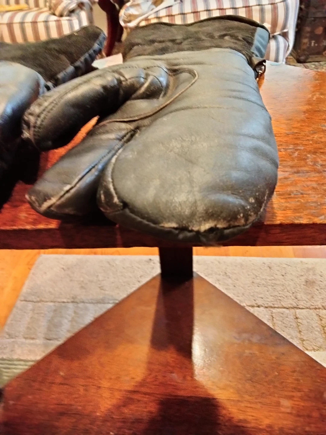 Black Leather snowmobile gloves - photo 4