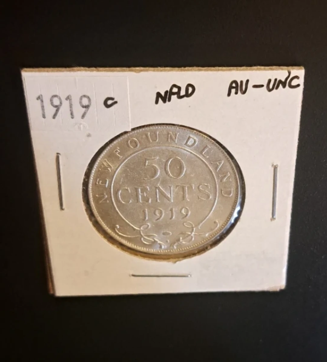 1919C Newfoundland 50 Cents, Silver Coin, AU-UNC!! - photo 4