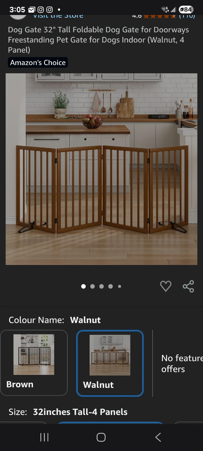 Free Standing Wooden Dog Gate 32" high