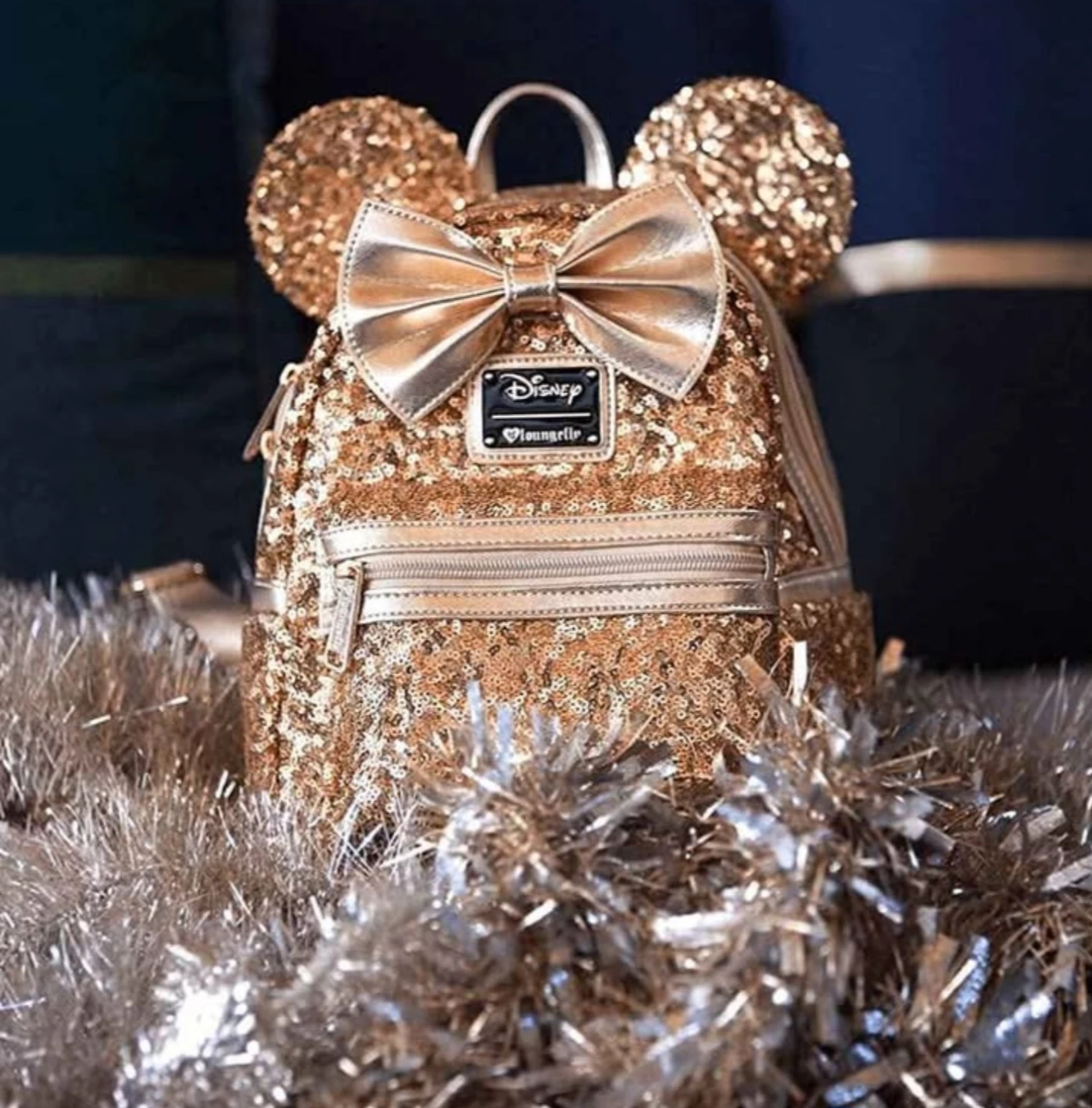 Disney Yellow Gold Sequin Minnie Mini Backpack ✨ - photo 3