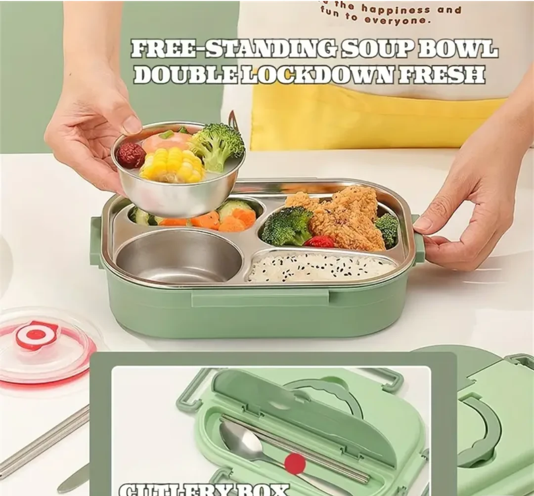 Portable Stainless Steel Lunch Box with Cutlery - photo 4