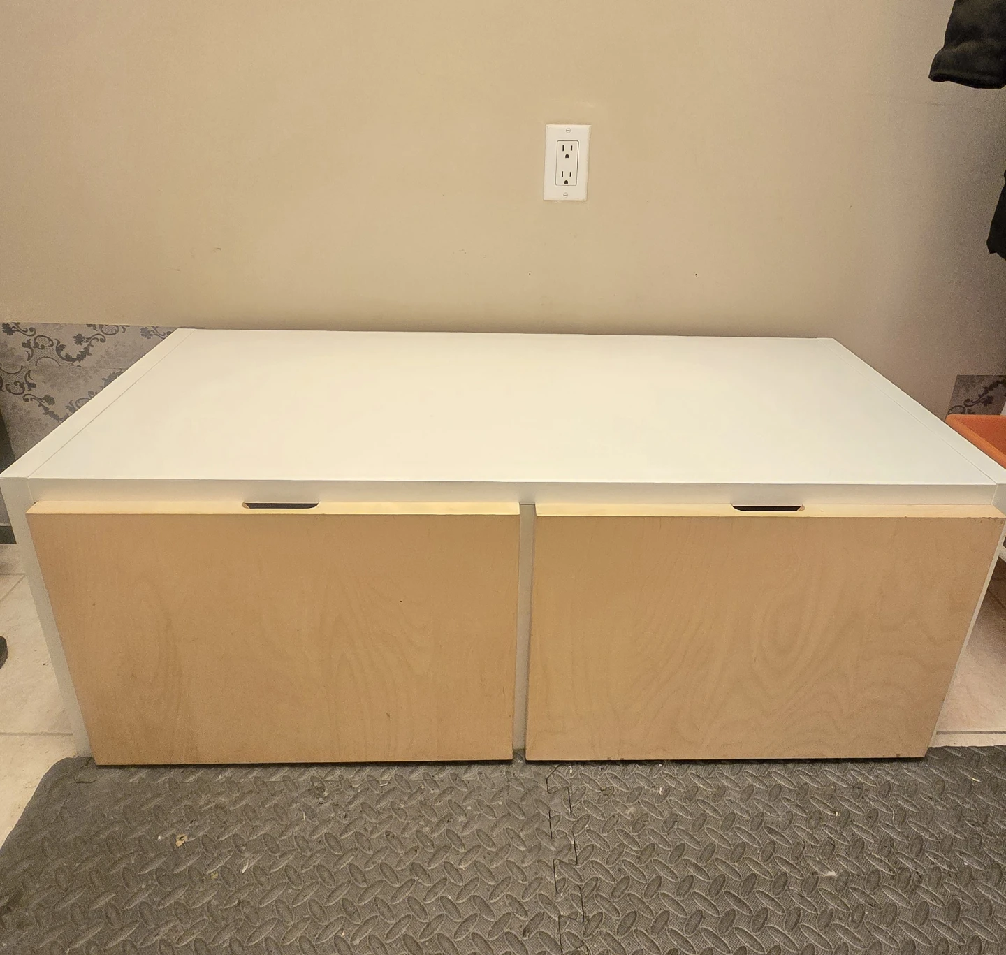 White Storage Bench with Two Drawers