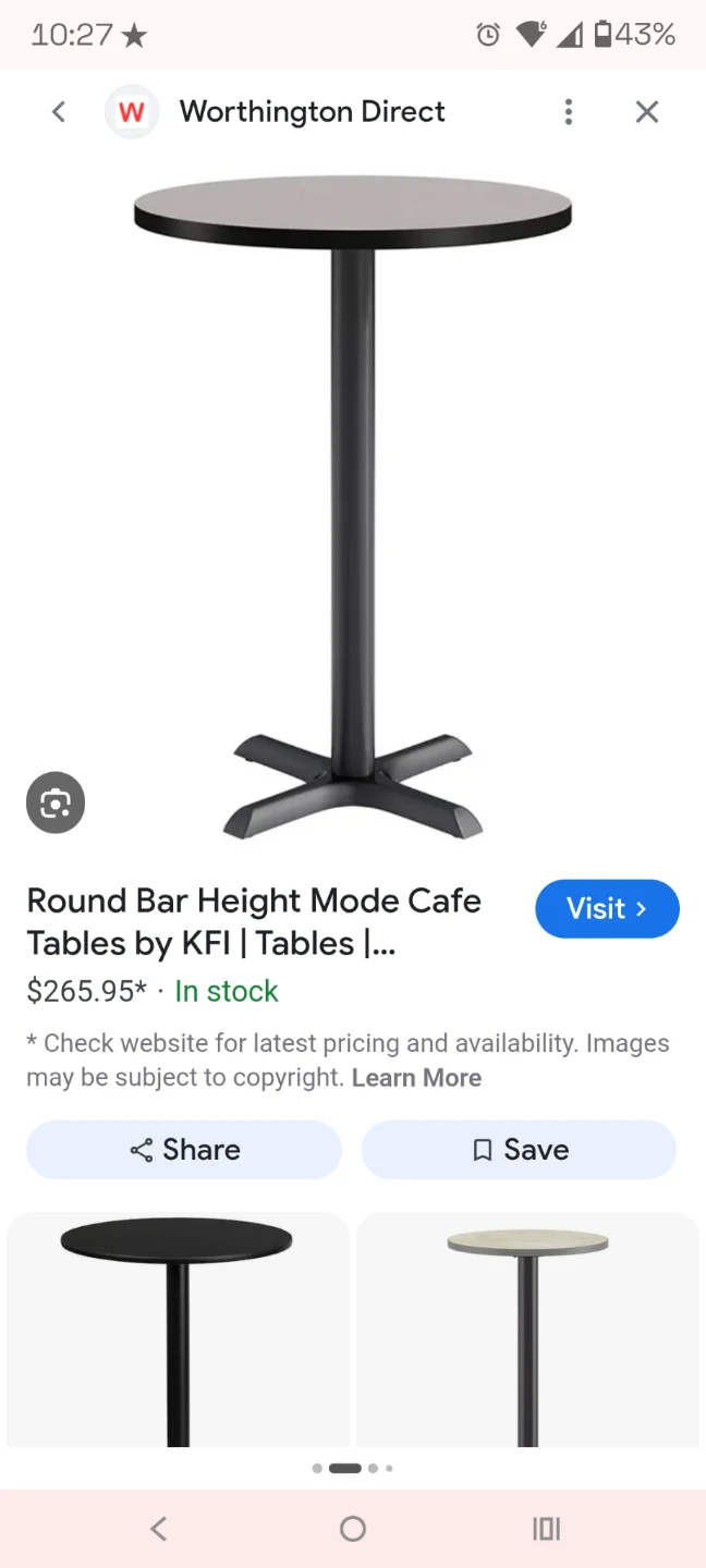 KFI Round Bar Height Mode Cafe Table