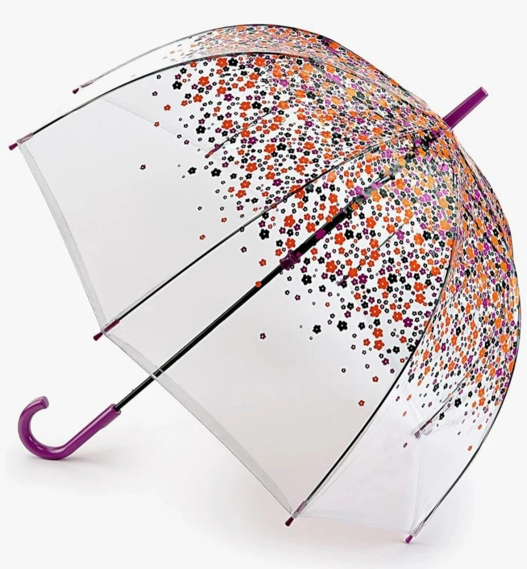 Clear Bubble Umbrella with Floral Pattern