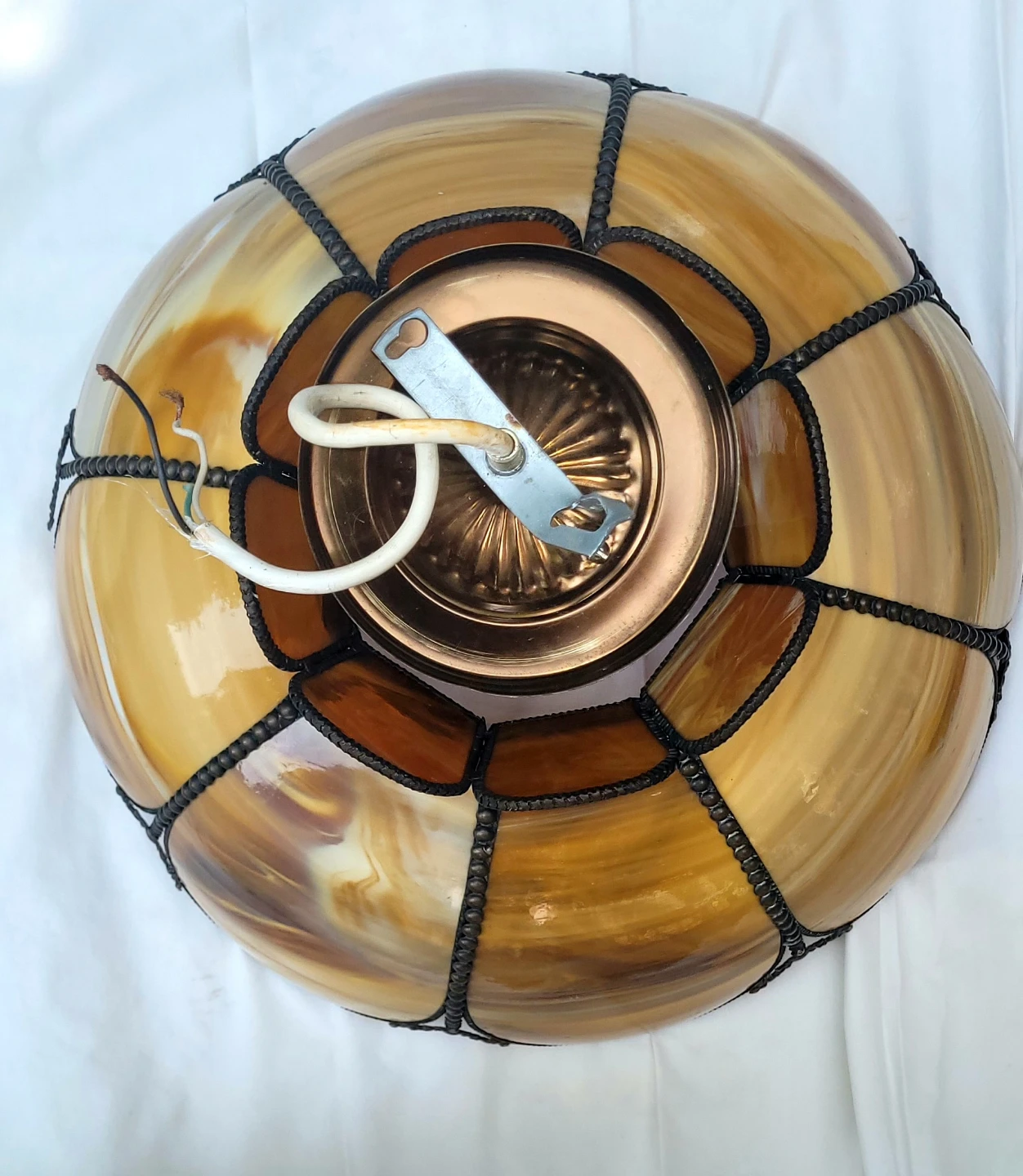Vintage Slag Glass Tulip Pendant Light - photo 5