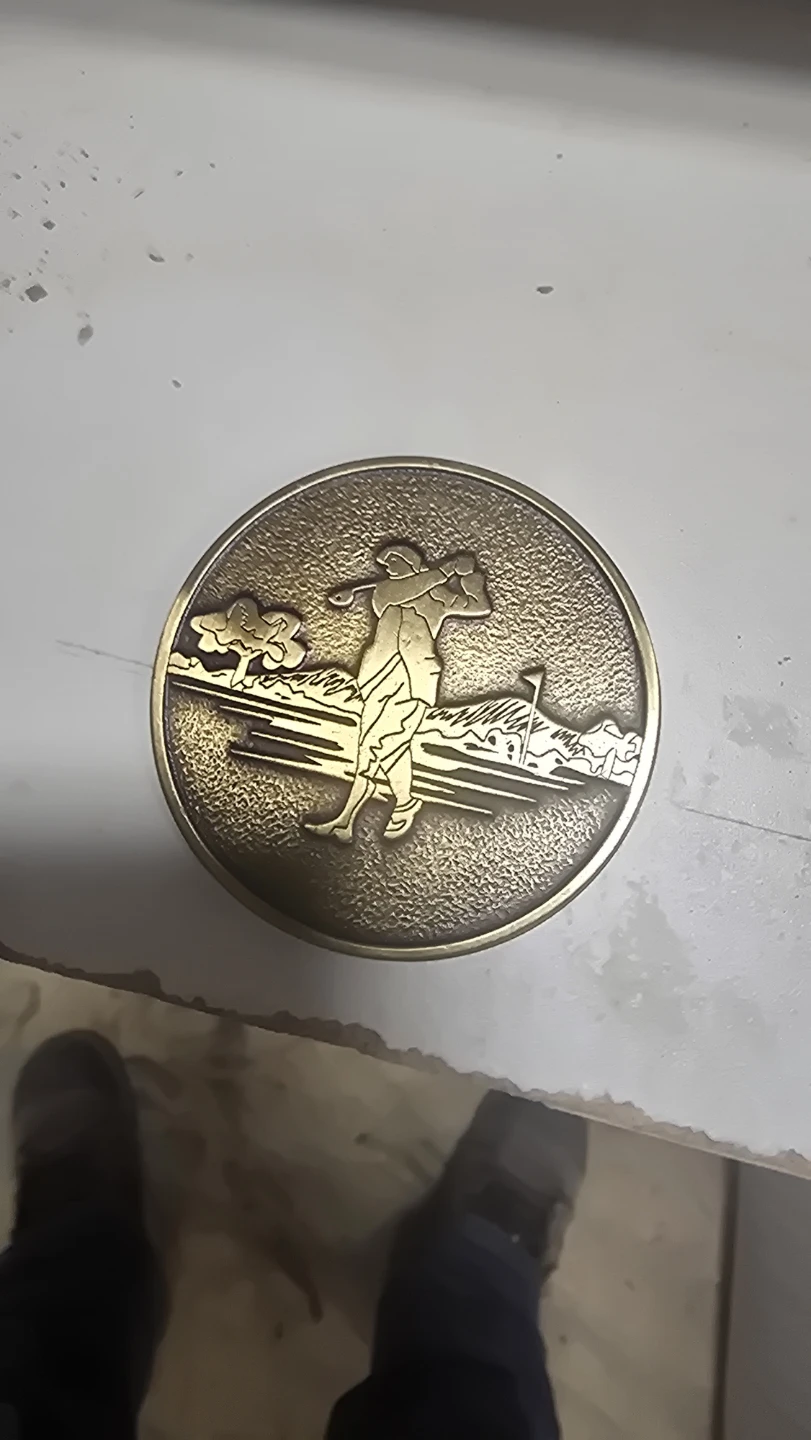 Vintage Golf Ball Marker with Golfer Scene