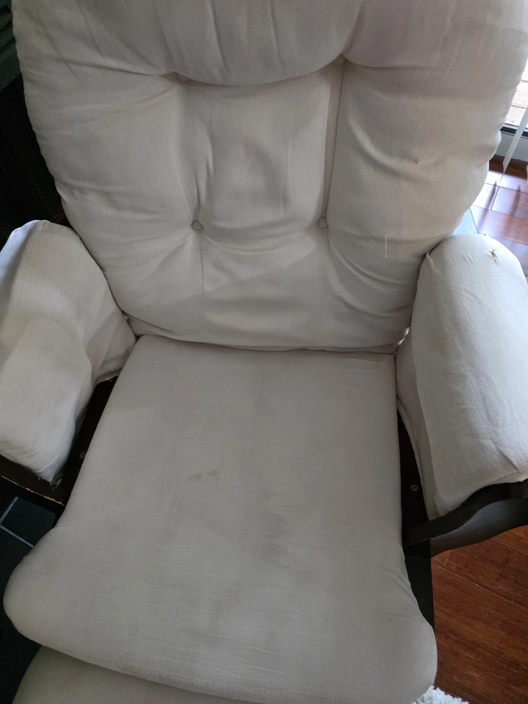Cream Upholstered Glider Chair with Ottoman - photo 2