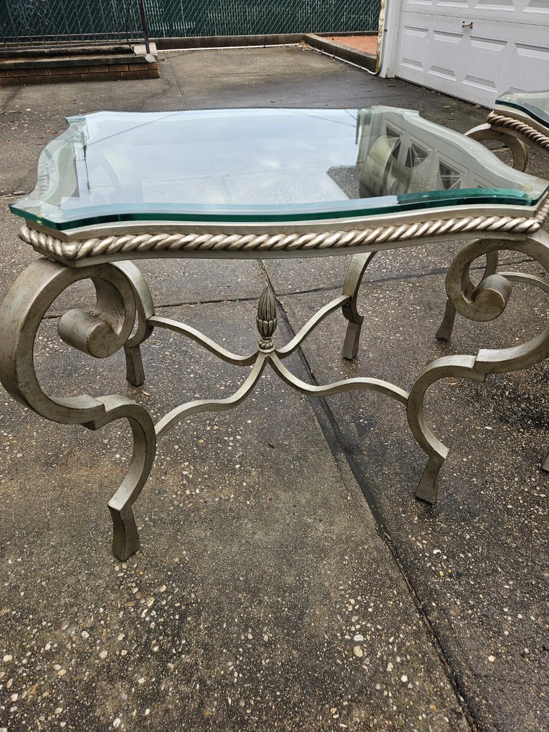 2 beautiful iron and glasstop end tables - photo 3
