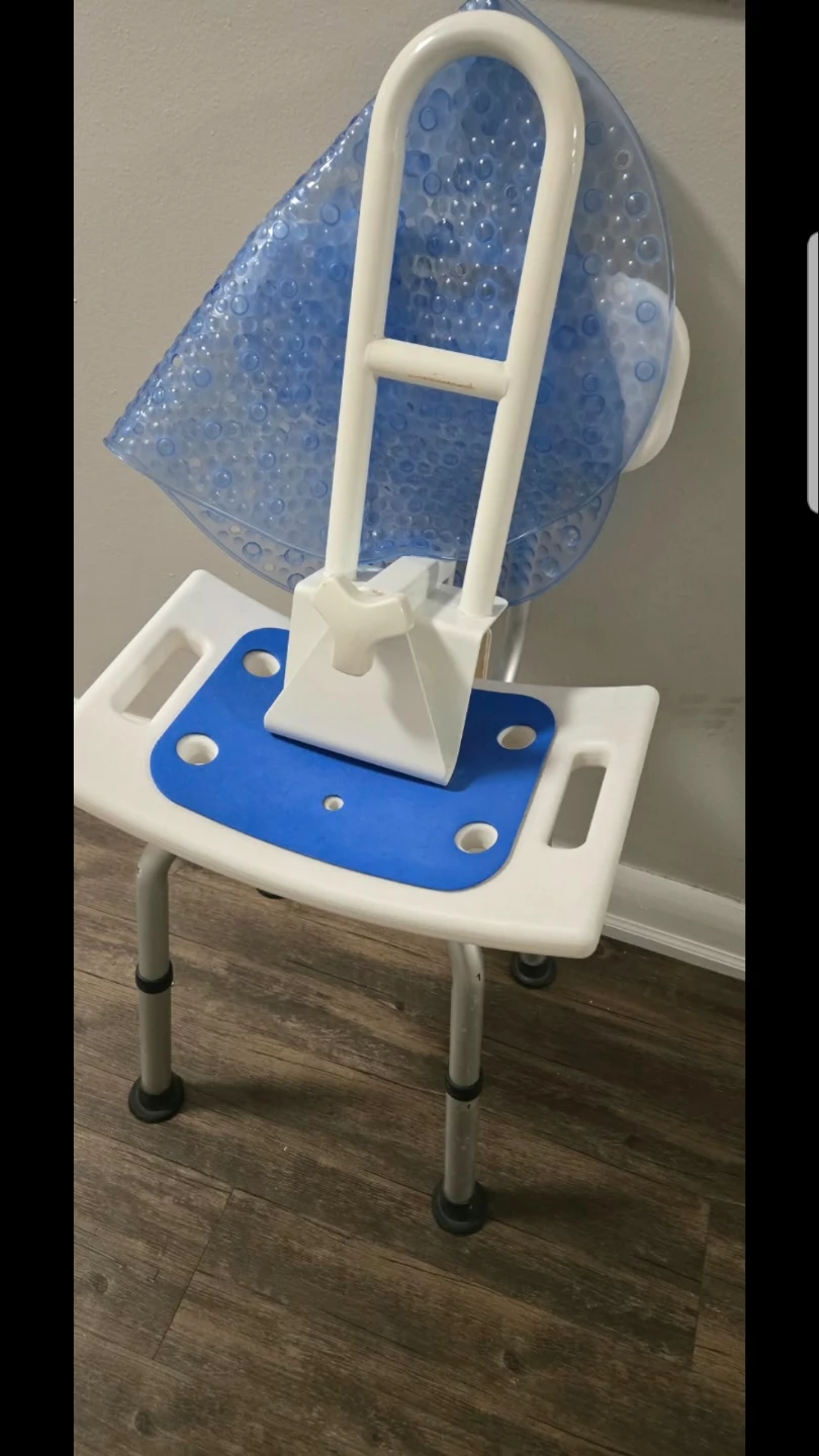 Shower Chair with Back, Bath Mat, tub safely rail - photo 3