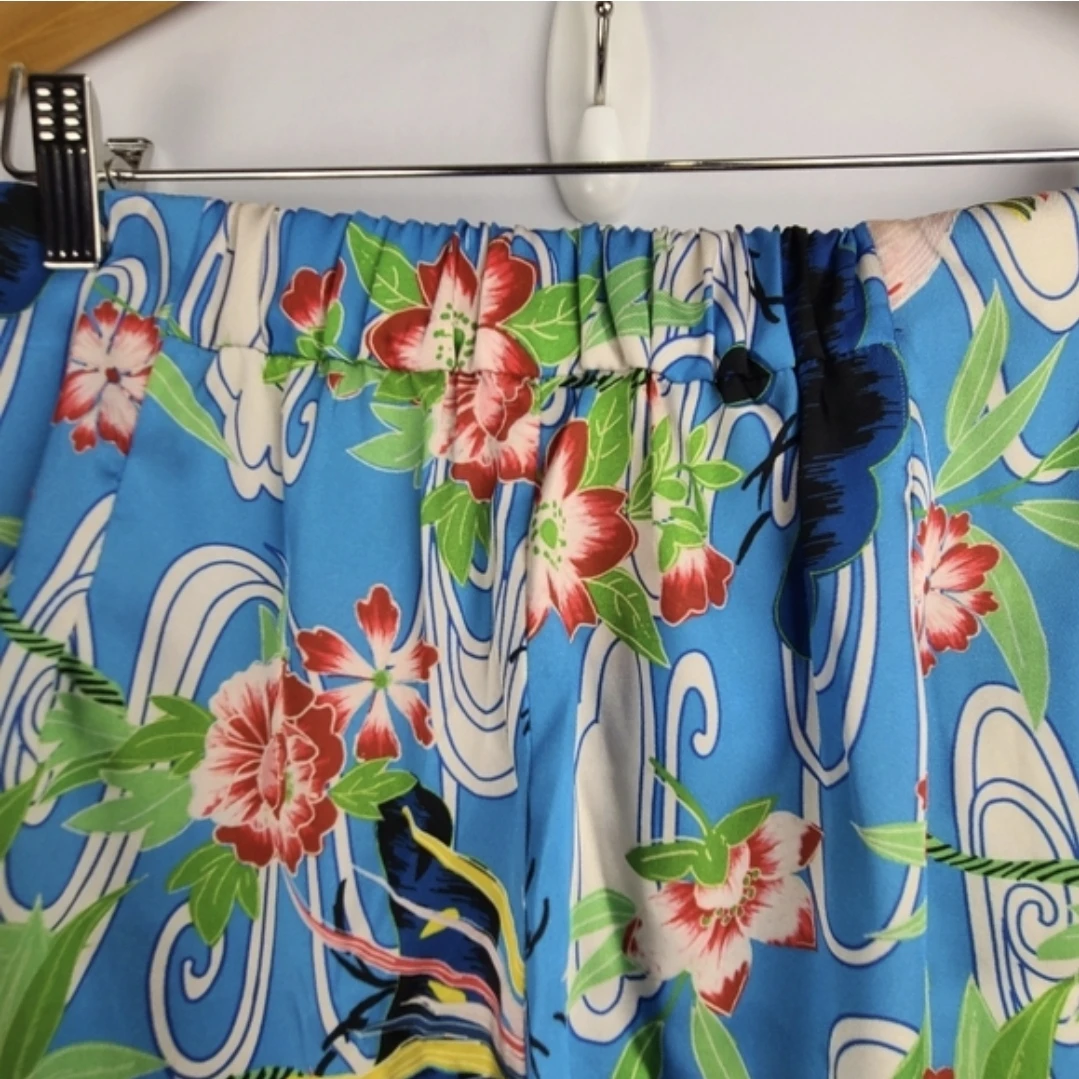 Zara Satin Blue Floral Wide Leg Pants - photo 5
