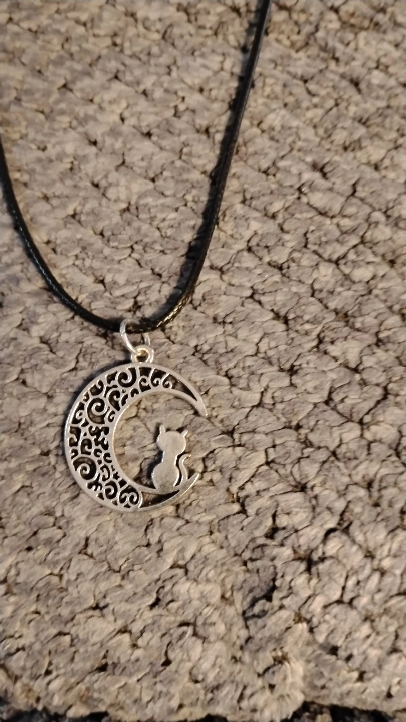 Moon and Cat Necklace
