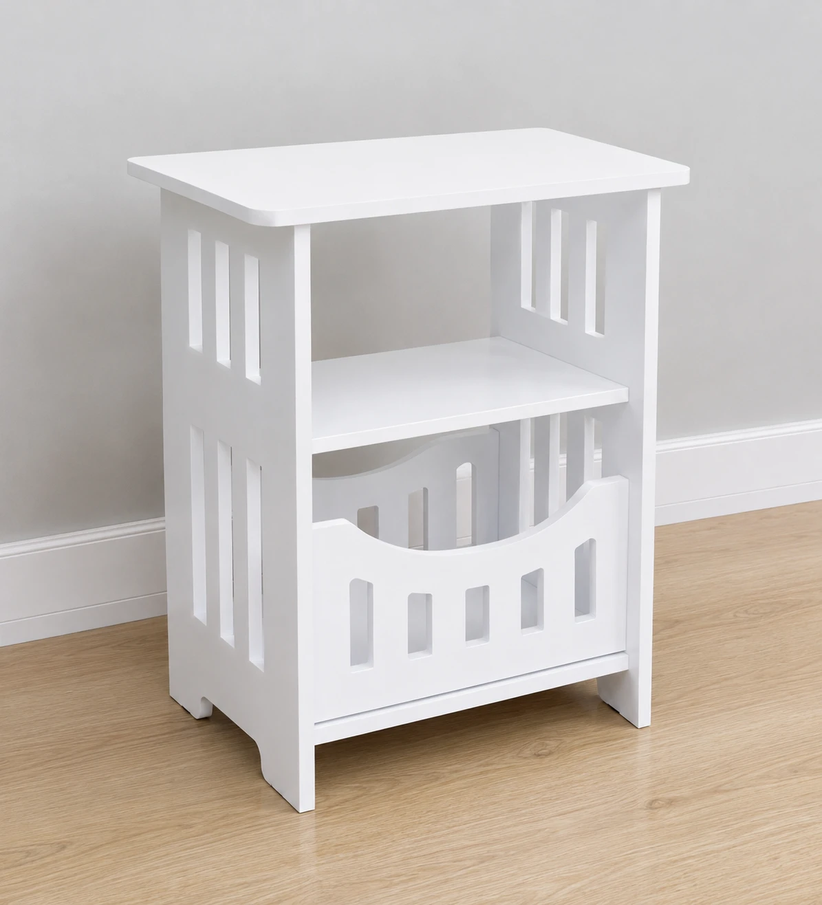 White Side Table with Shelf - photo 2