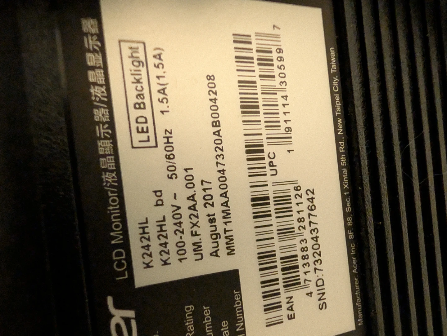 Acer K242HL bd LCD Monitor