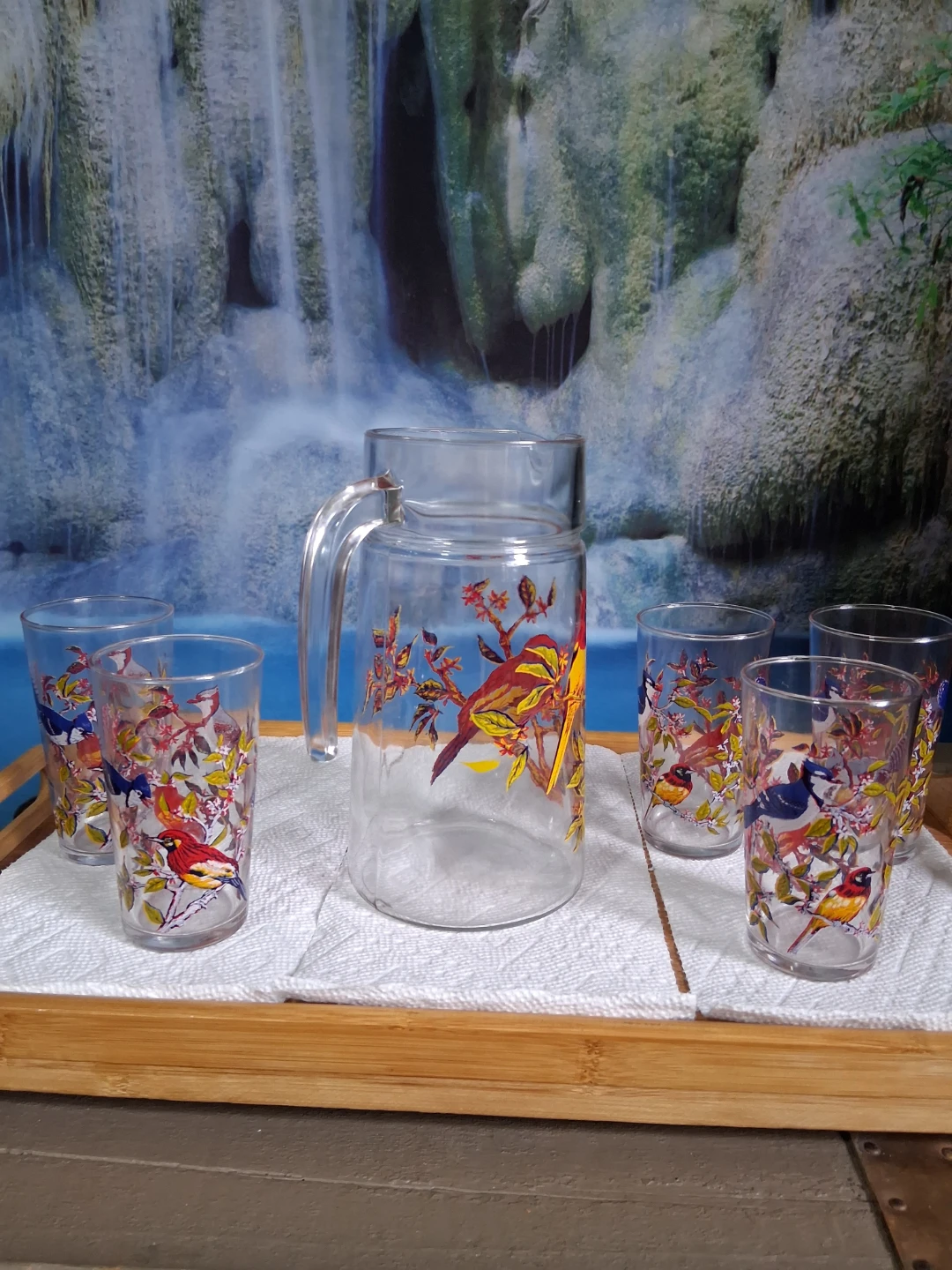 Vintage Arcoroc Glass Pitcher and 5 Juice Glass Set - photo 2