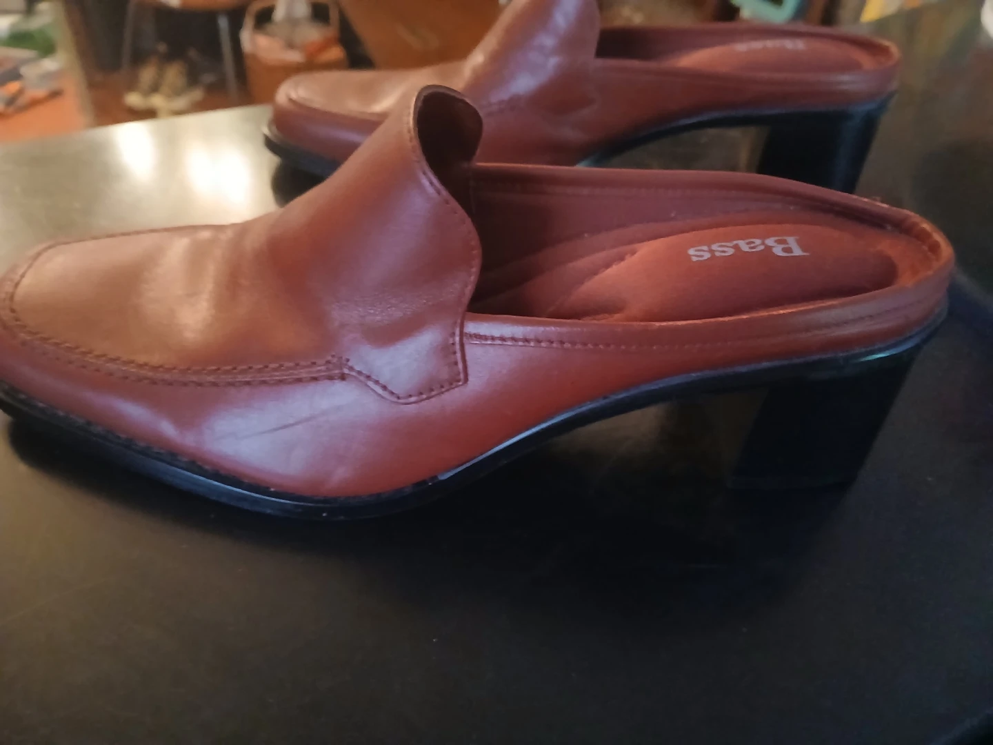 Bass Red Leather Mules Size 7.5 - photo 3