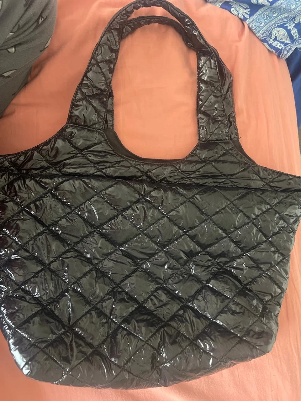 Black Quilted Tote Bag