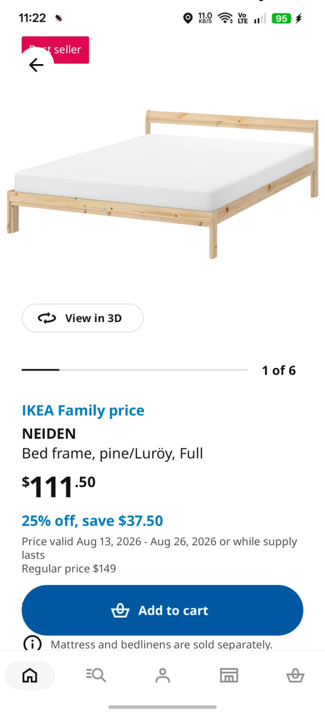 IKEA NEIDEN Full Bed Frame in Pine - photo 2