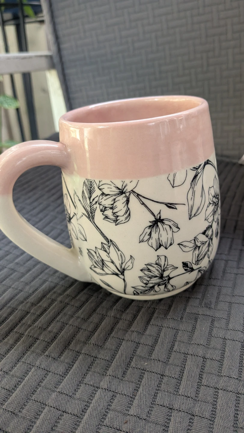 Floral Ceramic Mug - Pink and White Lindsay Dyck