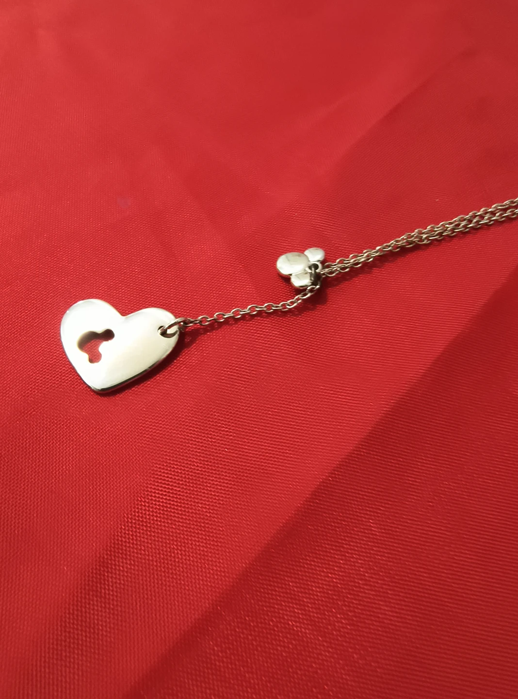 Silver Tone Mickey Mouse Heart Pendant Necklace - photo 2