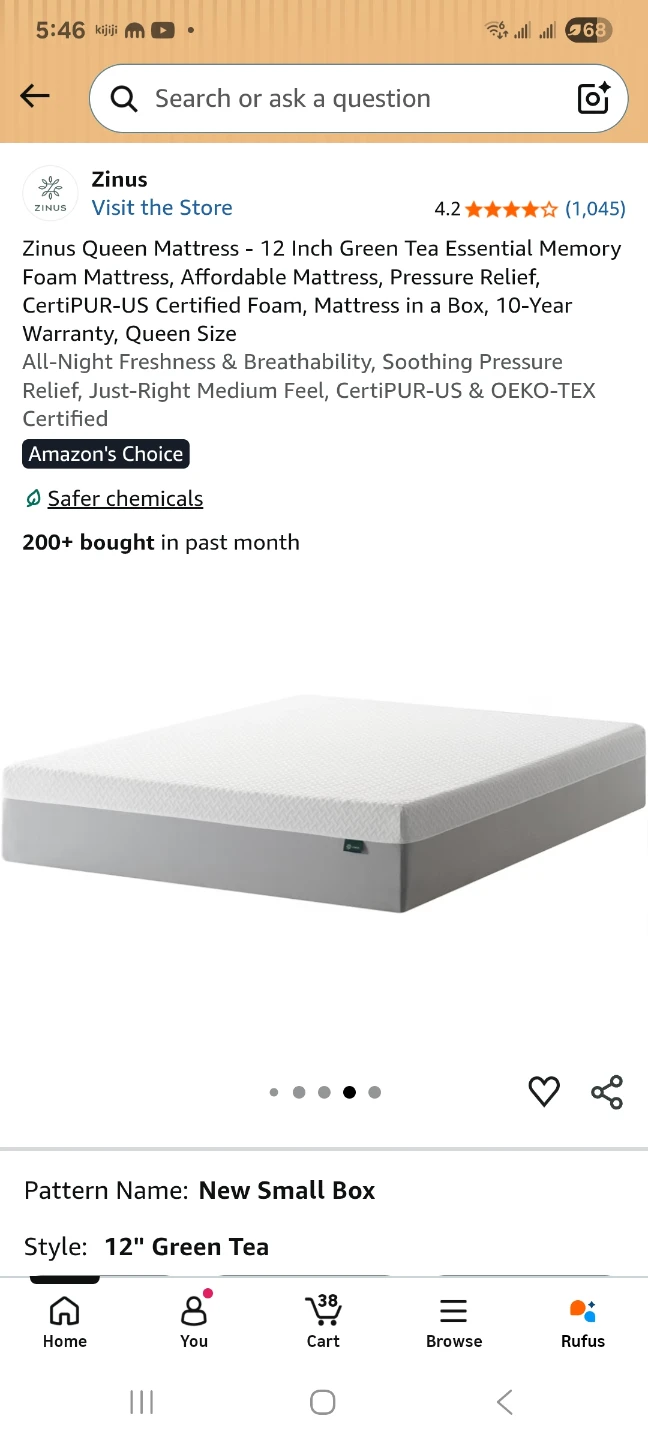 Zinus Queen 12 Inch Green Tea Memory Foam Mattress - photo 3
