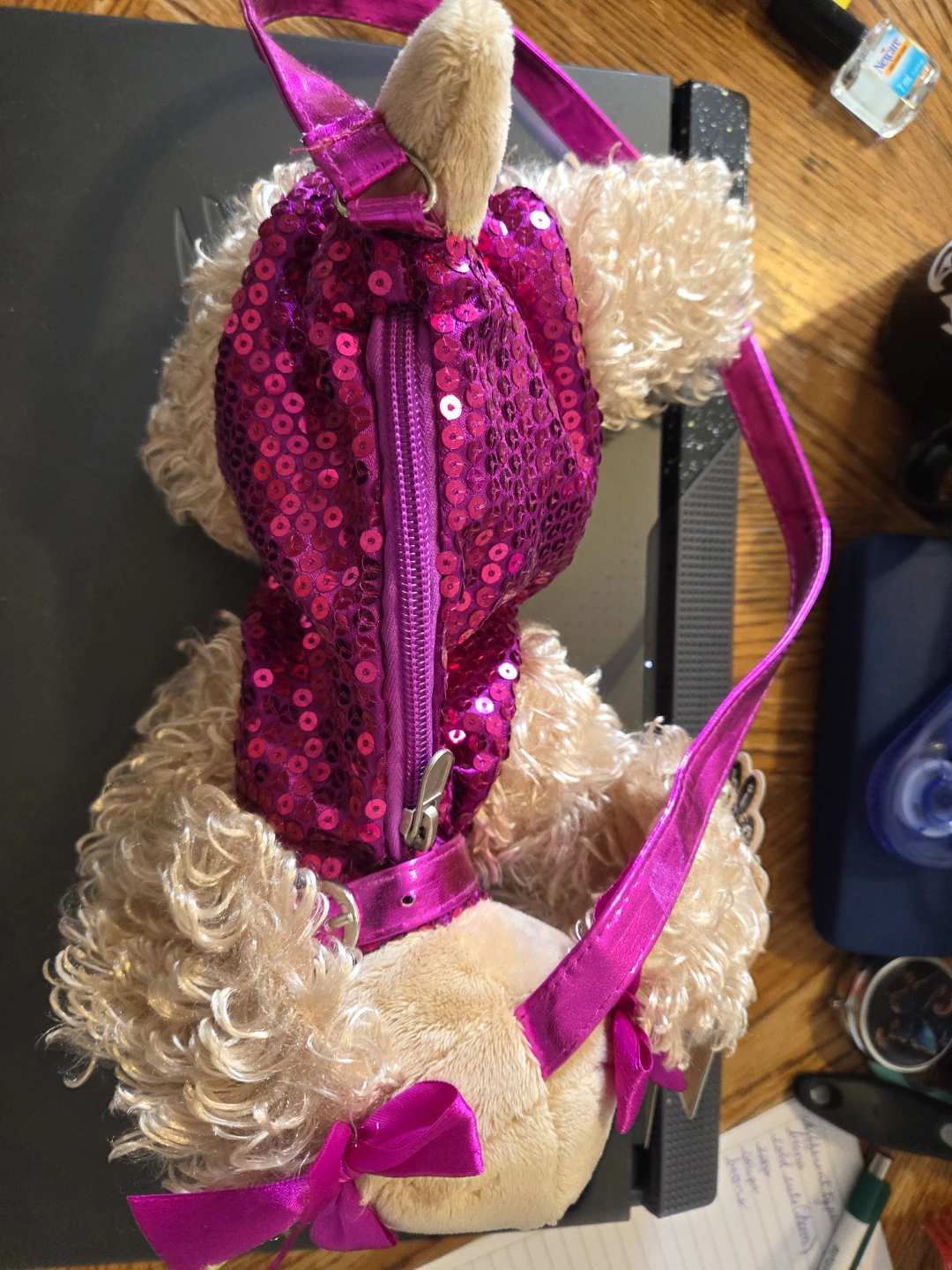 Plush Doggy Purse with Pink Sequins - photo 2