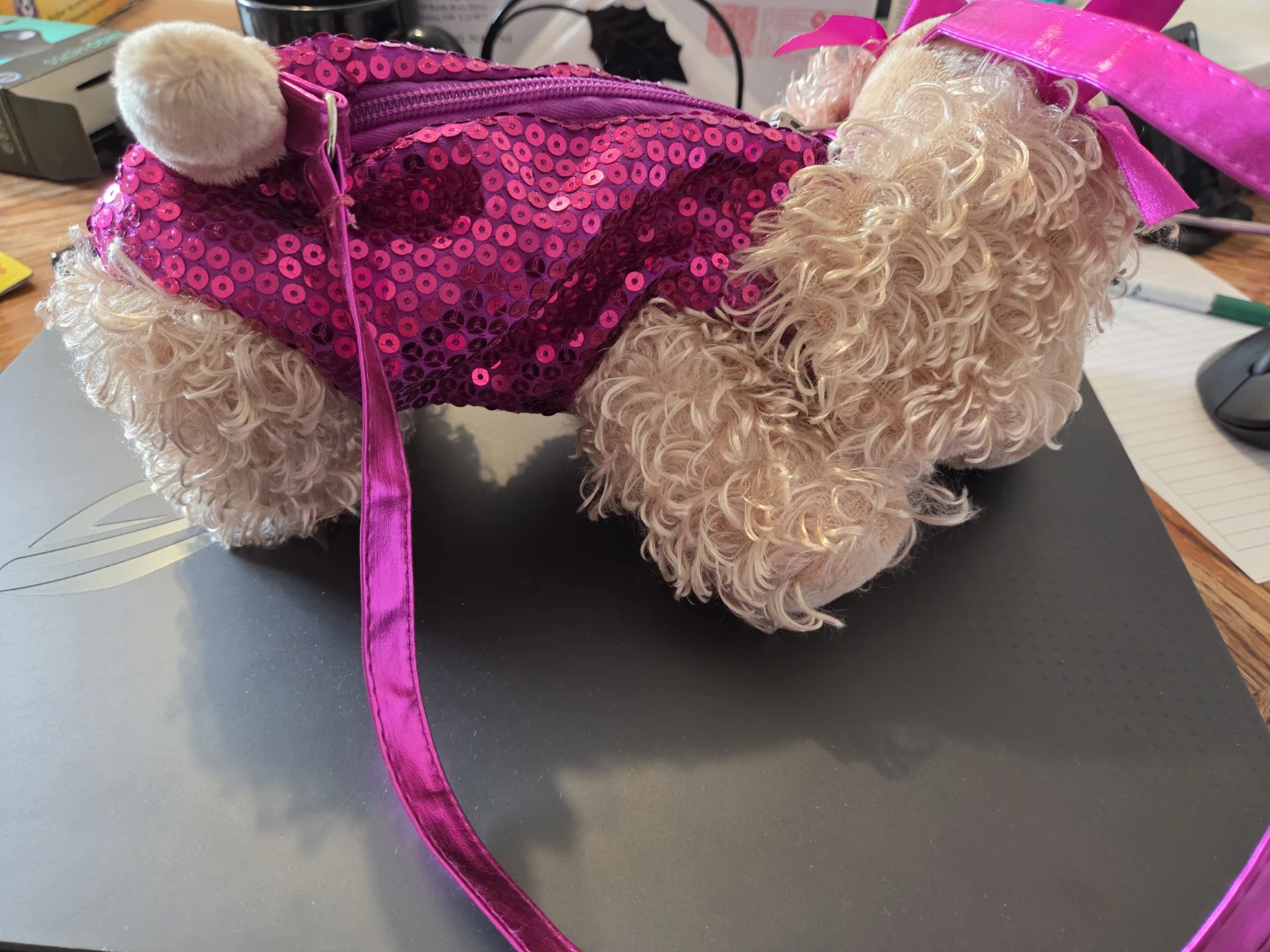 Plush Doggy Purse with Pink Sequins - photo 4