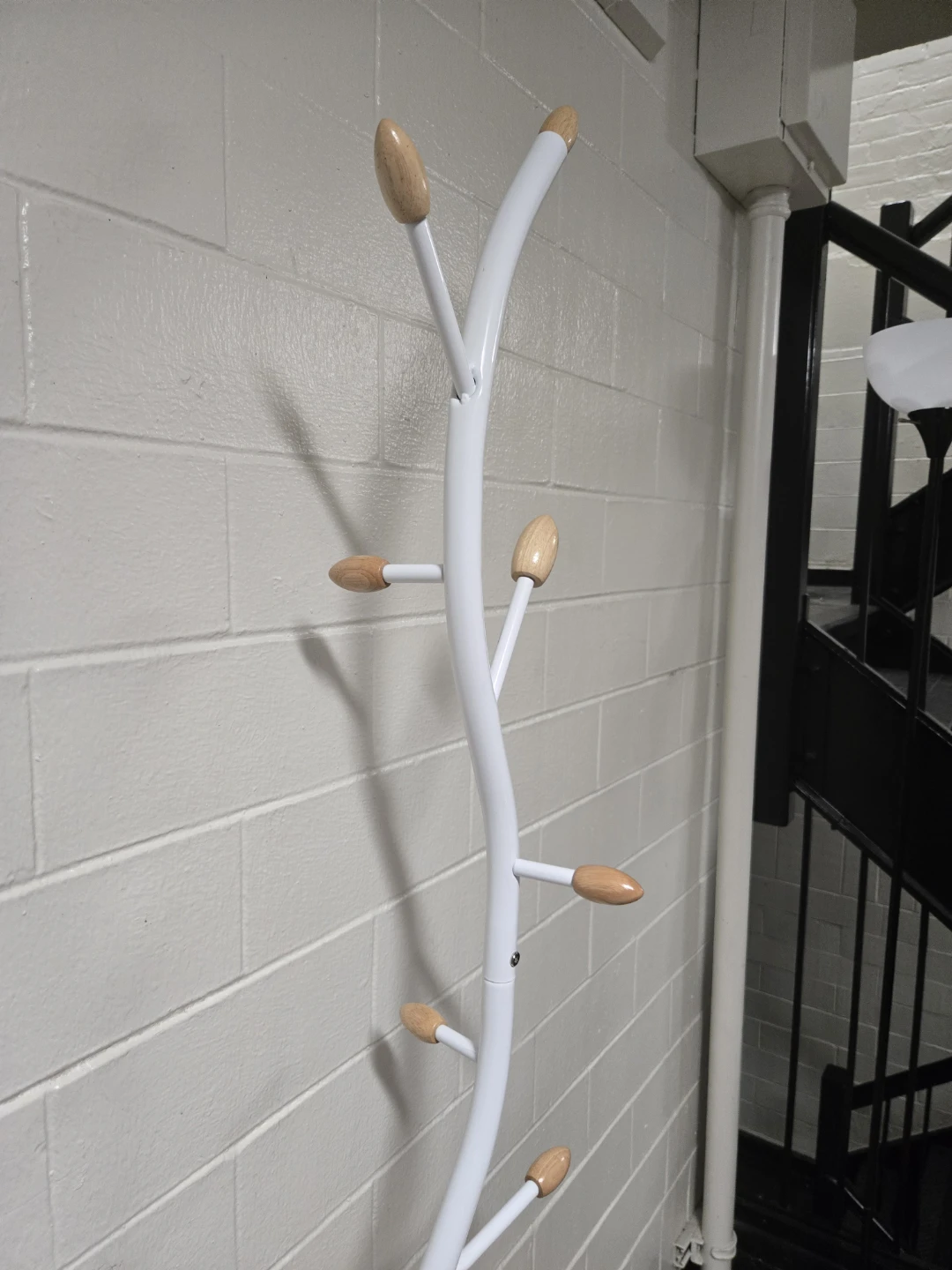 Modern Tree Coat Rack - White Metal & Wood Stand - photo 4