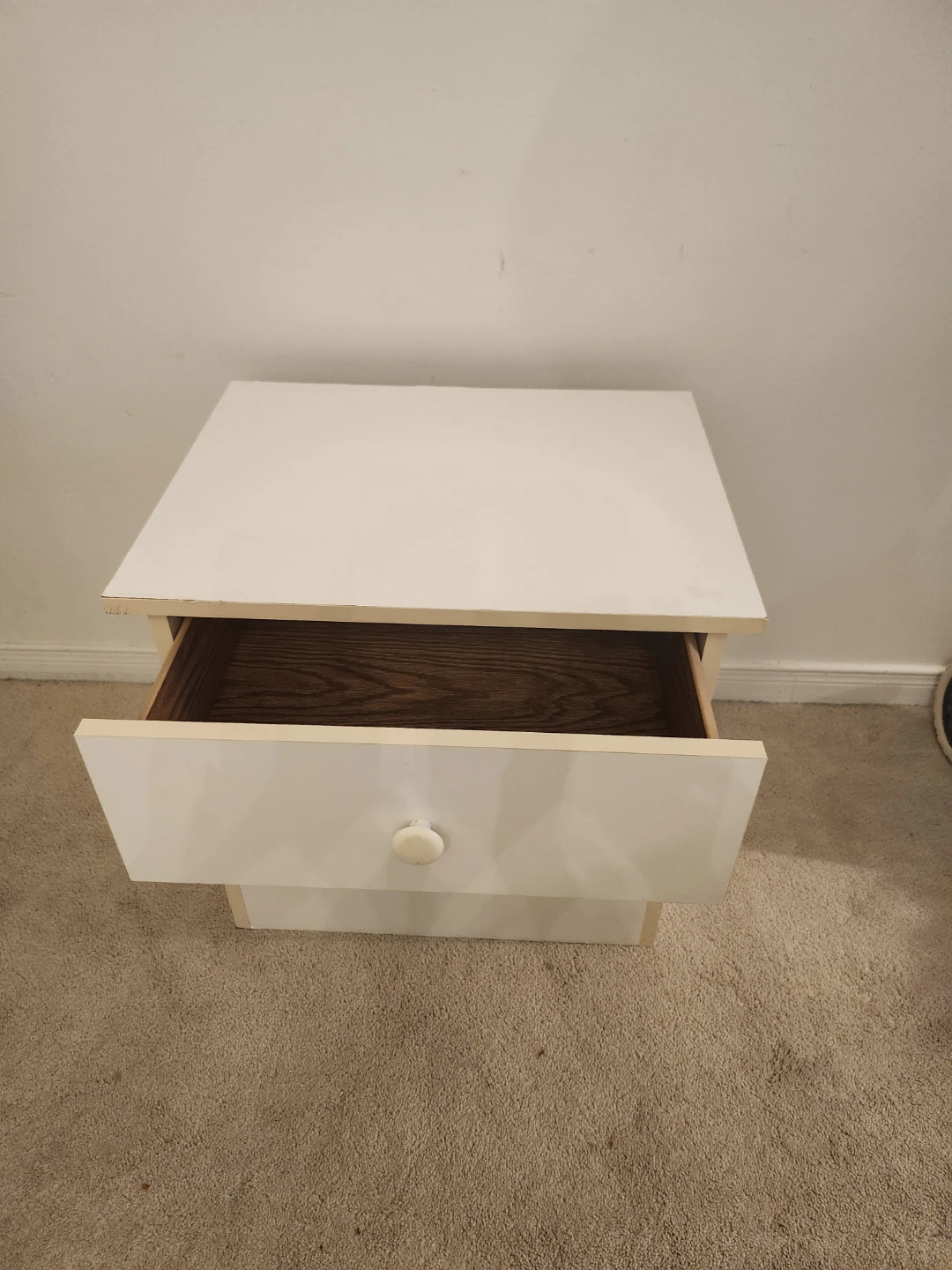 White Nightstand with Drawer and Shelf - photo 2