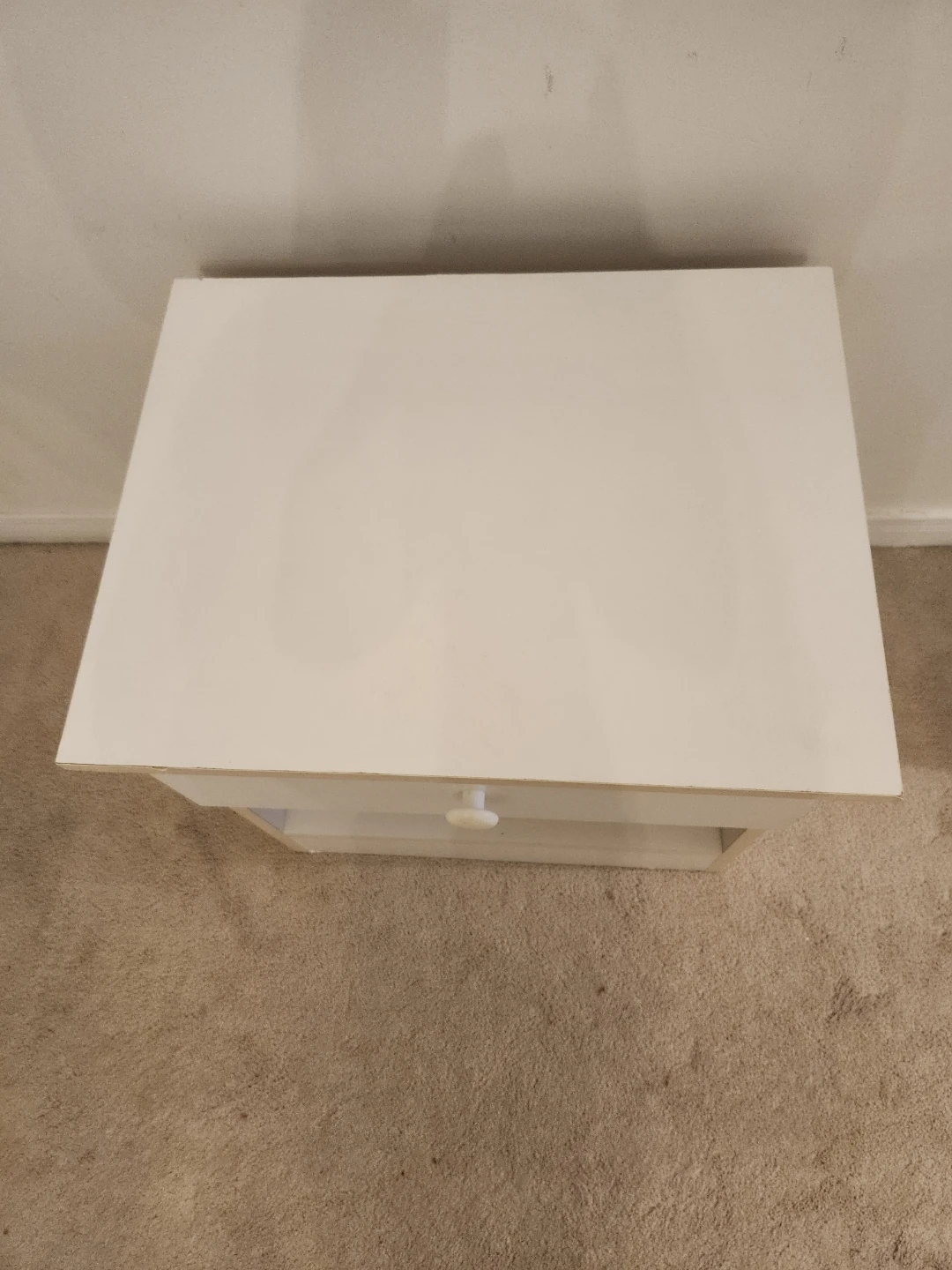White Nightstand with Drawer and Shelf - photo 3