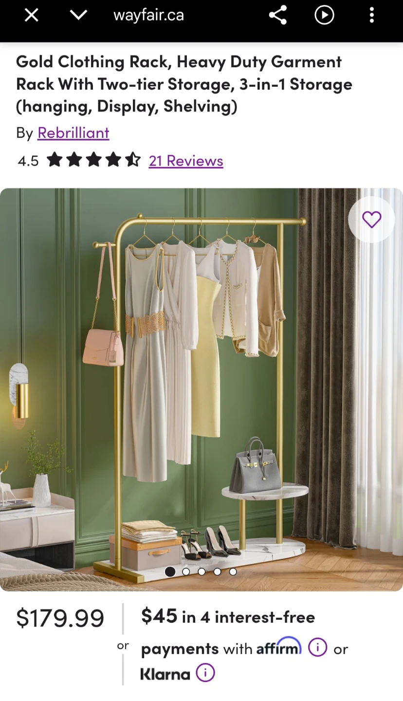 Rebrilliant Gold Clothing Rack